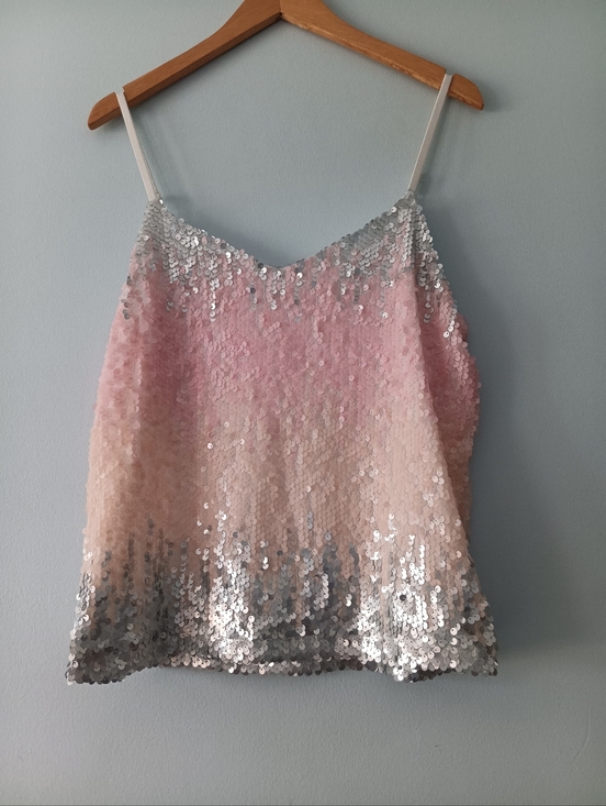 Say What? Tops - Say What Pink Ombre Sequin Tank Top L Dressy Camisole Lined